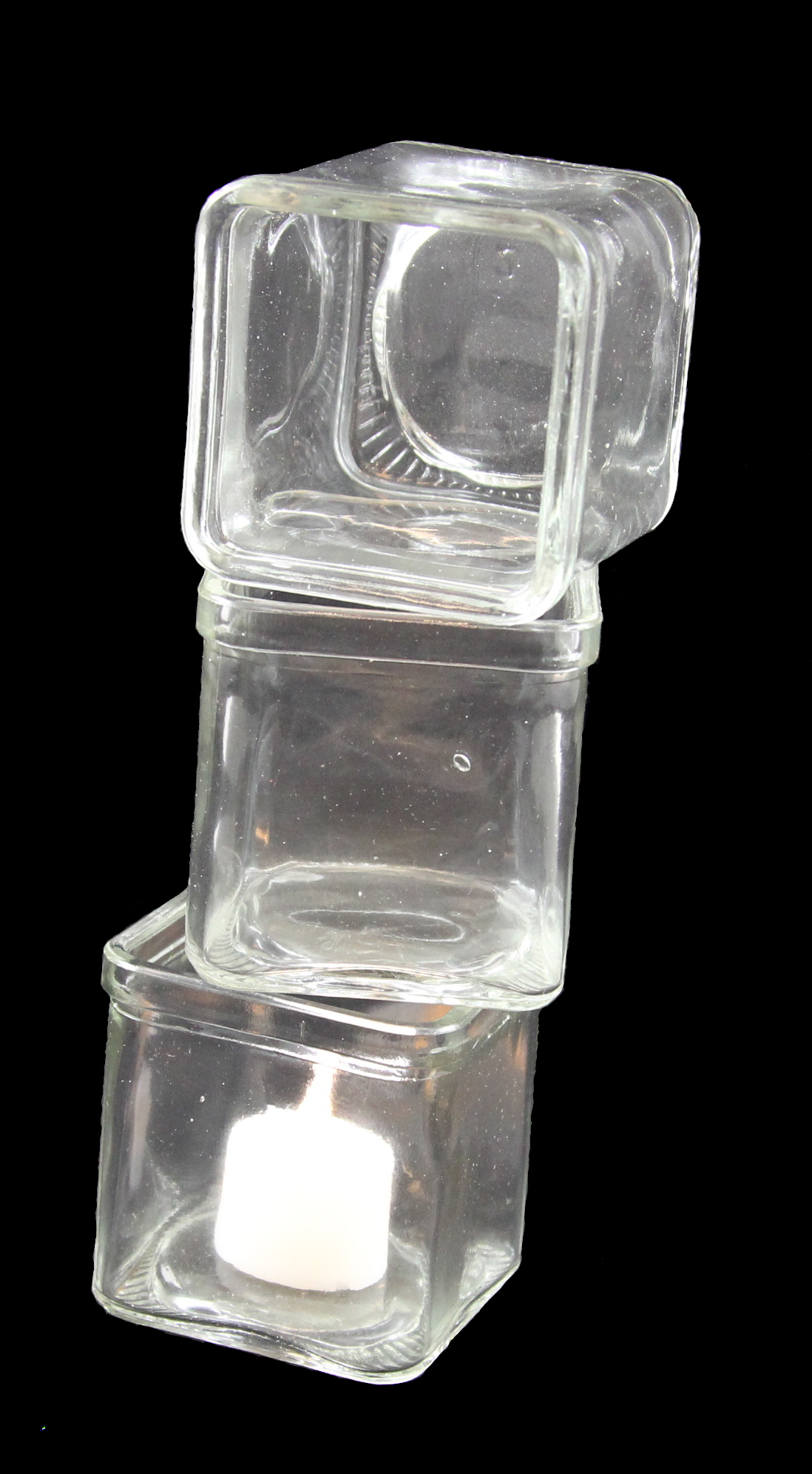 Square clear class 7.5cm cube candle holder wedding event function.JPG